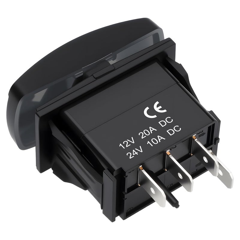 Weasch Turn Signal Switch, 4Pin ON-Off-ON, 12V 20A 24V 10A, Laser Etched SPDT Toggle Rocker Switche, with Jumper Wires for Car Boat Truck Trailer, Blue - Image 2